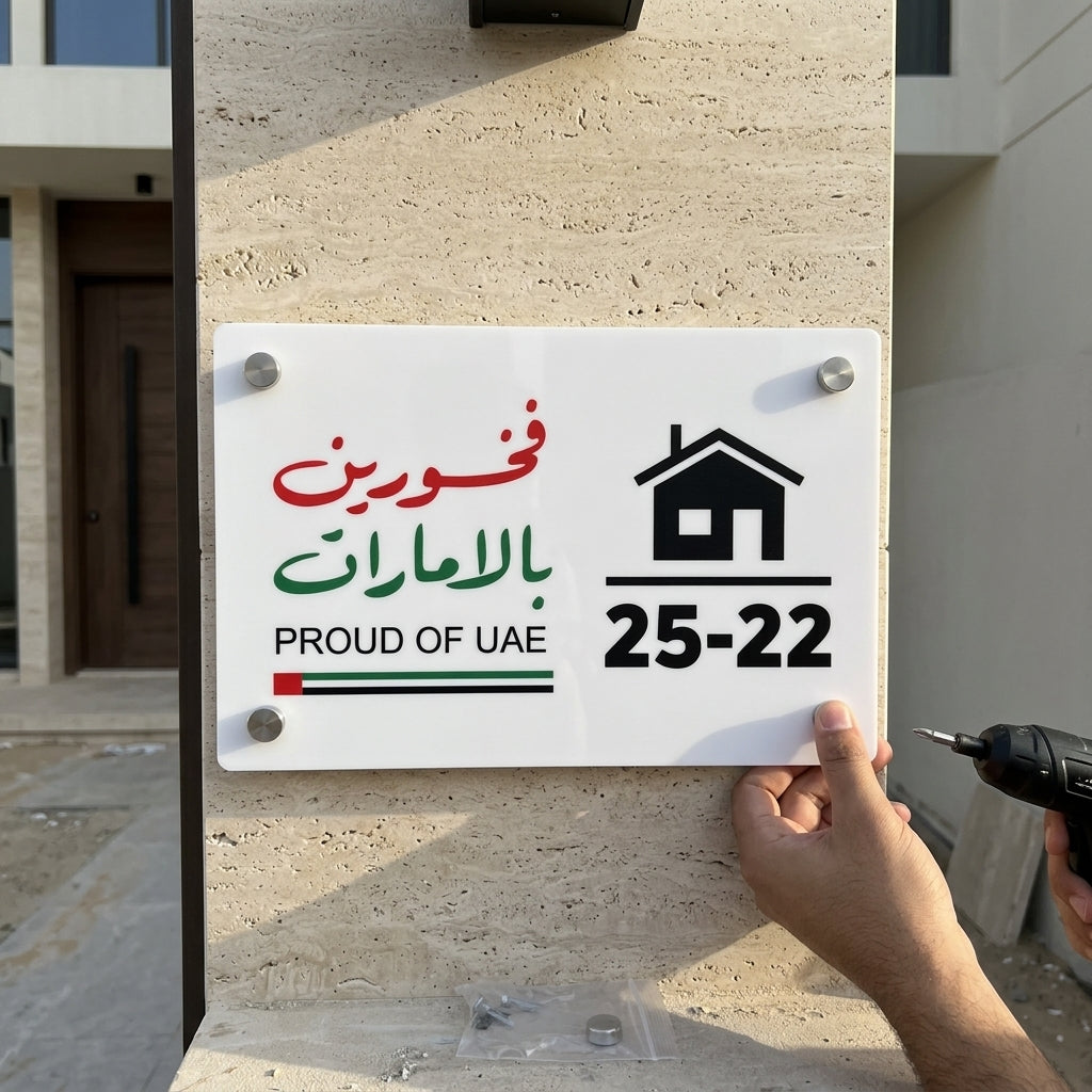 Personalized UAE Villa House Name Plate - Laser Cut Engraved 3D