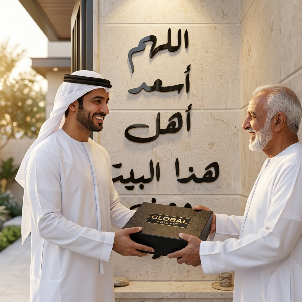 Dua for Home Blessing Acrylic Wall Art - "اللهم أسعد أهل هذا البيت ومن زاره" Global Wall Art