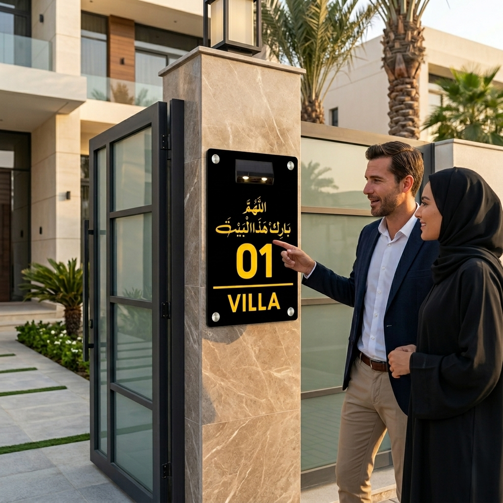 Customizable Acrylic House Name Plate with Solar Light