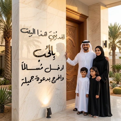 This House Was Built with Love" 3D Acrylic Wall Art (لقد بني هذا البيت بالحب) Global Wall Art