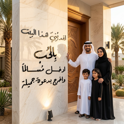 This House Was Built with Love" 3D Acrylic Wall Art (لقد بني هذا البيت بالحب) Global Wall Art