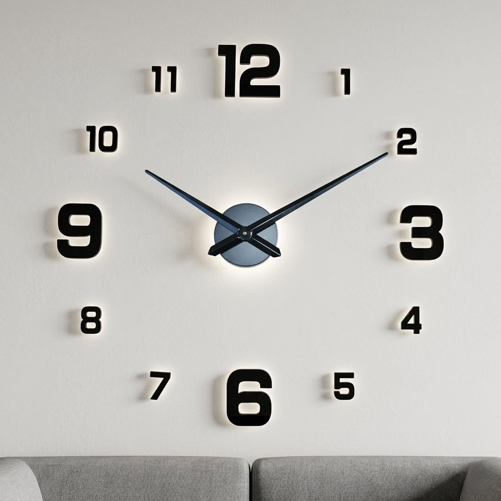 3D DIY Acrylic Black Wall Clock for Home & Office - Global Wall Art