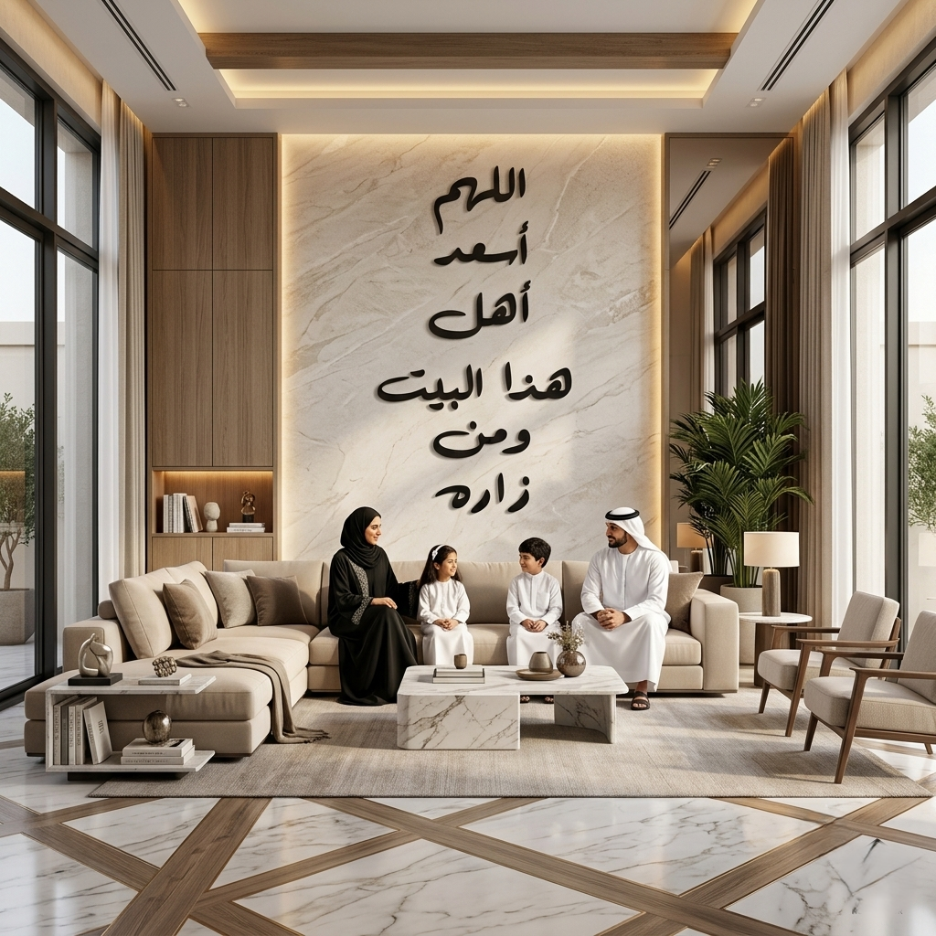 Dua for Home Blessing Acrylic Wall Art - "اللهم أسعد أهل هذا البيت ومن زاره" Global Wall Art