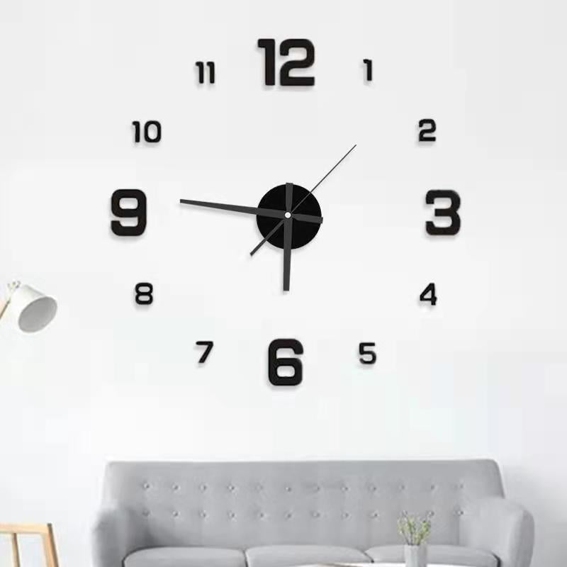 3D DIY Acrylic Black Wall Clock for Home & Office - Global Wall Art