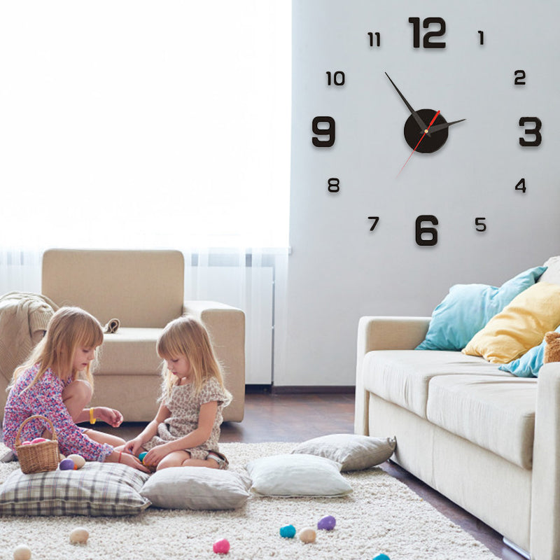 3D DIY Acrylic Black Wall Clock for Home & Office - Global Wall Art