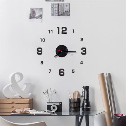 3D DIY Acrylic Black Wall Clock for Home & Office - Global Wall Art