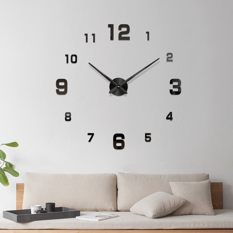 3D DIY Acrylic Black Wall Clock for Home & Office - Global Wall Art