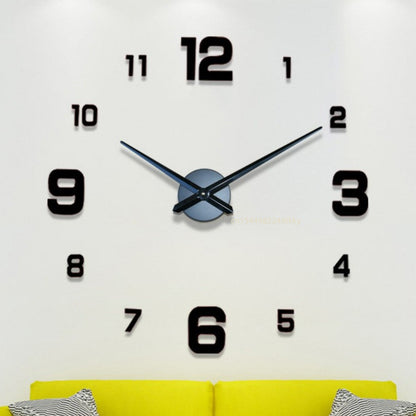 3D DIY Acrylic Black Wall Clock for Home & Office - Global Wall Art