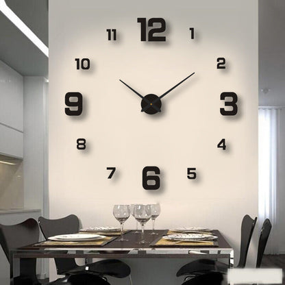3D DIY Acrylic Black Wall Clock for Home & Office - Global Wall Art