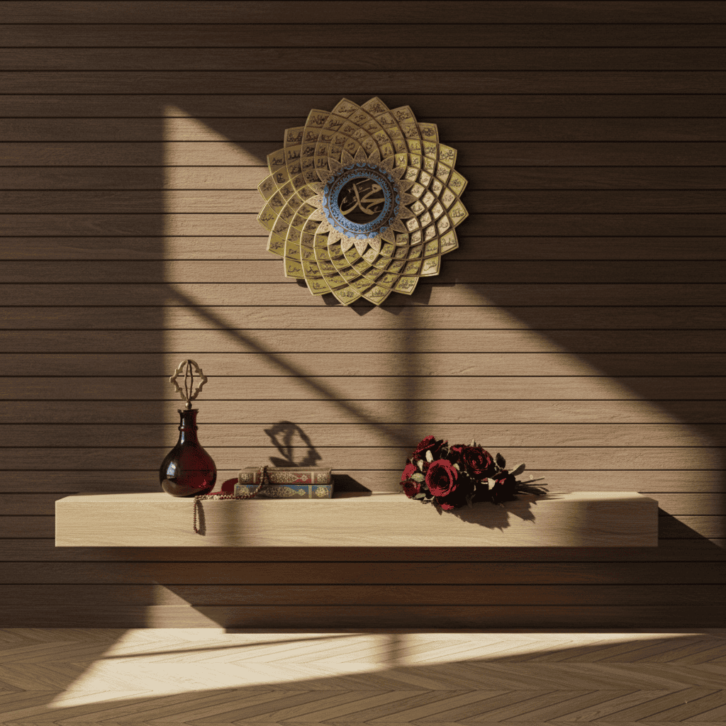 3D Gold Metal 99 Names of Prophet Muhammad (Asma un Nabi) Islamic Wall Art - Global Wall Art