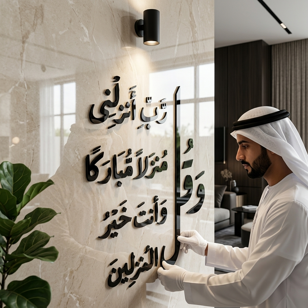 Dua for Home Blessing Acrylic Wall Art - "و قل رب انزلنى منزلا مباركا" Global Wall Art