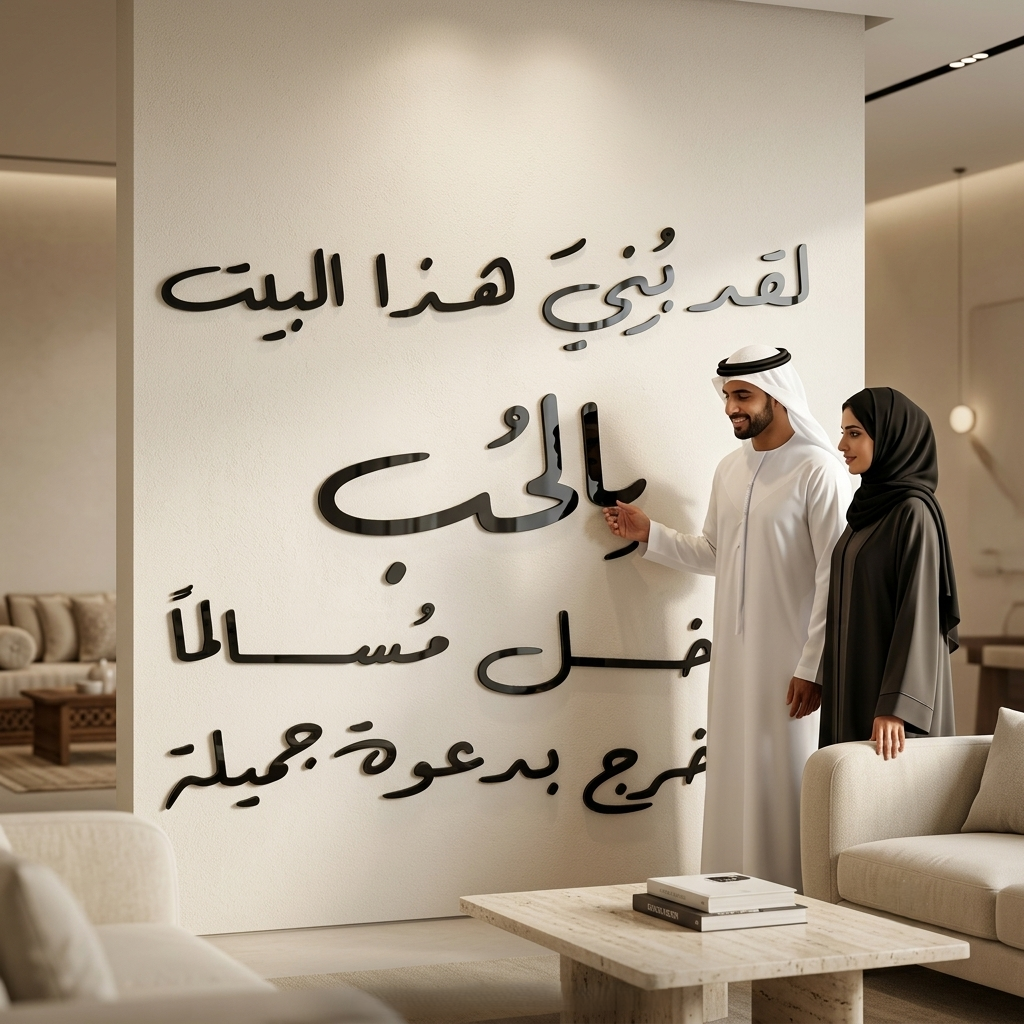 This House Was Built with Love" 3D Acrylic Wall Art (لقد بني هذا البيت بالحب) Global Wall Art