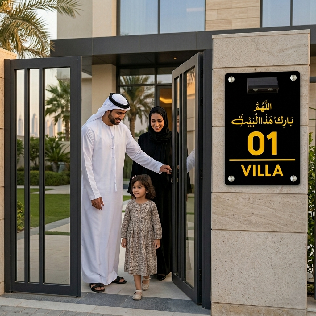 Customizable Acrylic House Name Plate with Solar Light