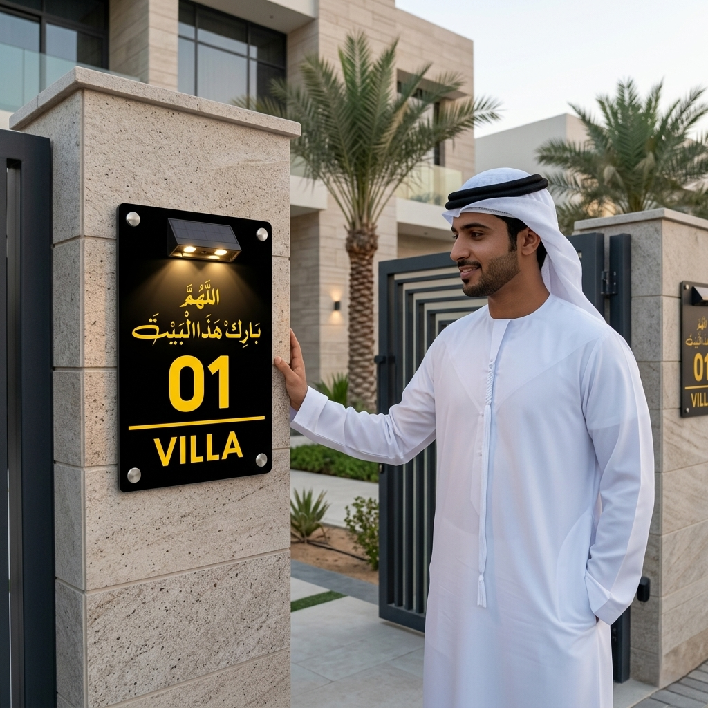 Customizable Acrylic House Name Plate with Solar Light
