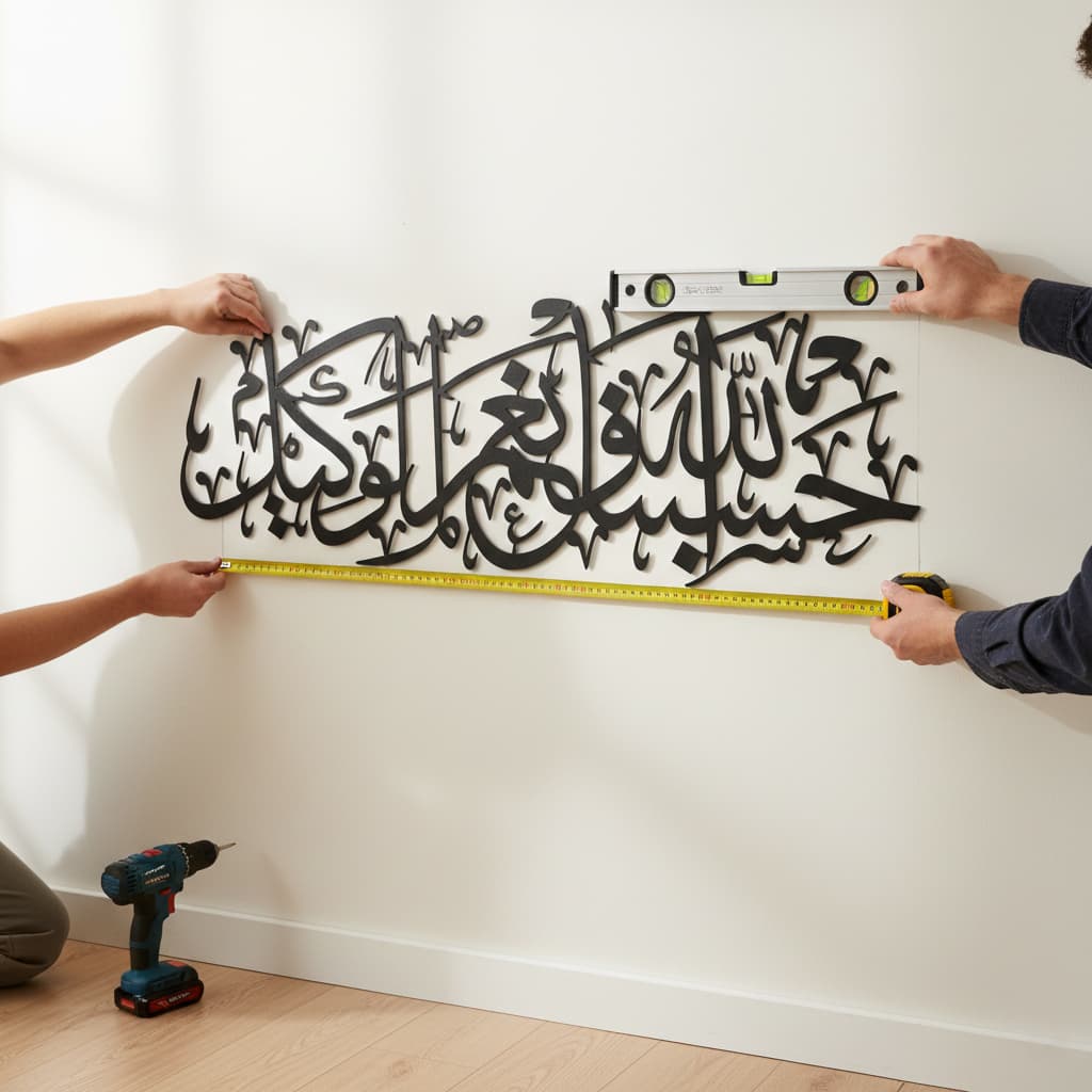 Hasbunallahu Wa Ni'mal Wakeel Black Metal Islamic Wall Art - Multicolor - Global Wall Art