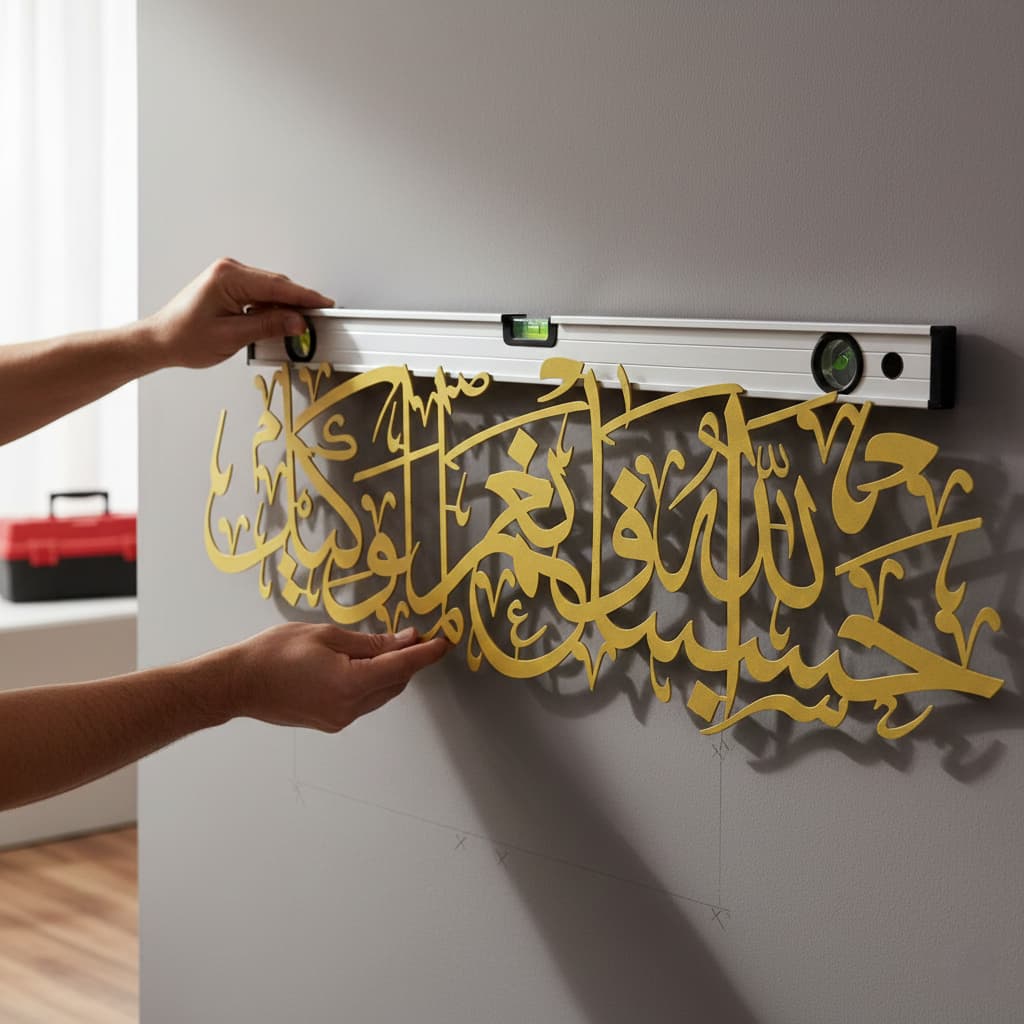 Hasbunallahu Wa Ni'mal Wakeel Golden Metal Islamic Wall Art - Multicolor - Global Wall Art
