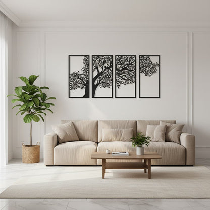 Metal Tree of Surahs (4 Quls) Islamic Wall Art - Set of 4 (Black) - Global Wall Art