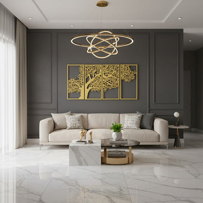 Metal Tree of Surahs (4 Quls) Islamic Wall Art - Set of 4 (Golden) - Global Wall Art