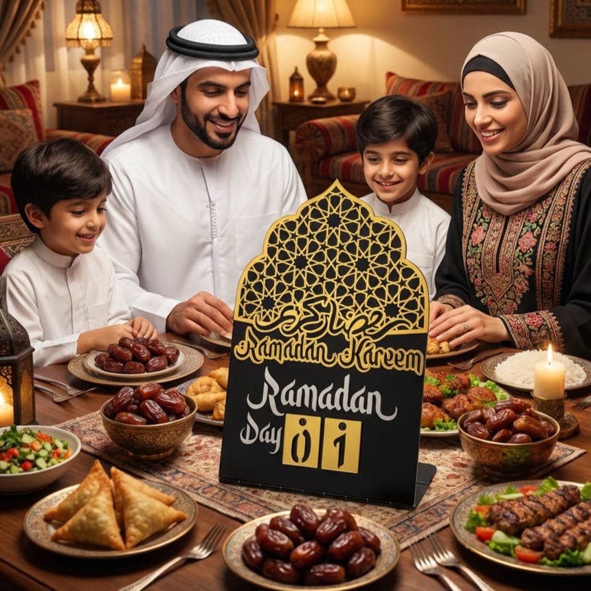 Ramadan Kareem Changeable Date Islamic Table Decor – Metal & Acrylic | Global Wall Art