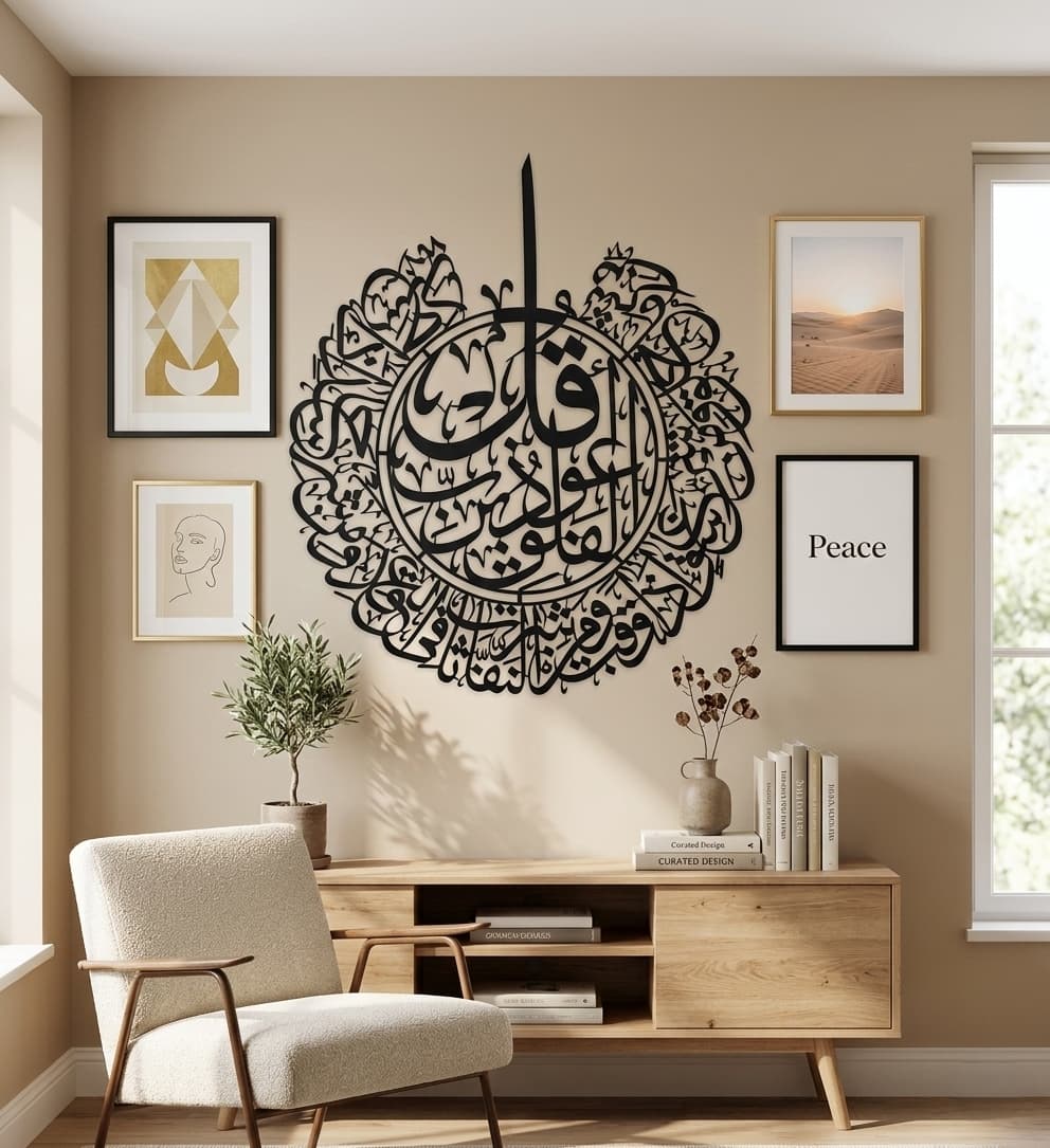 Surah Al Nas Islamic Metal Wall Art (Black) - Global Wall Art