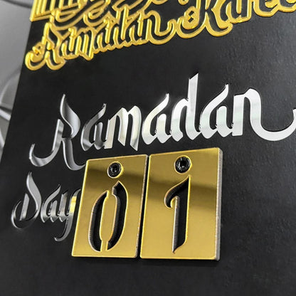 Masjid Al Aqsa Ramadan Kareem Changeable Date Islamic Calendar Table Decor – Metal & Acrylic | Global Wall Art