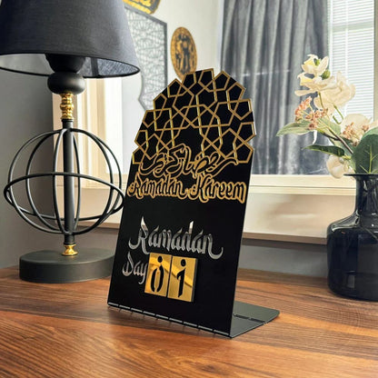 Ramadan Kareem Changeable Date Islamic Calendar Table Decor – Metal & Acrylic | Global Wall Art