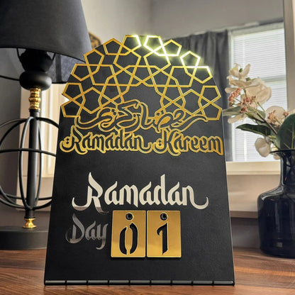 Ramadan Kareem Changeable Date Islamic Calendar Table Decor – Metal & Acrylic | Global Wall Art