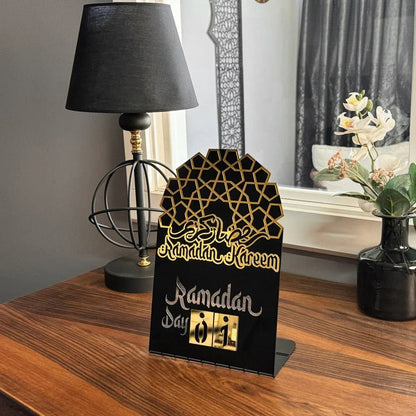 Ramadan Kareem Changeable Date Islamic Calendar Table Decor – Metal & Acrylic | Global Wall Art